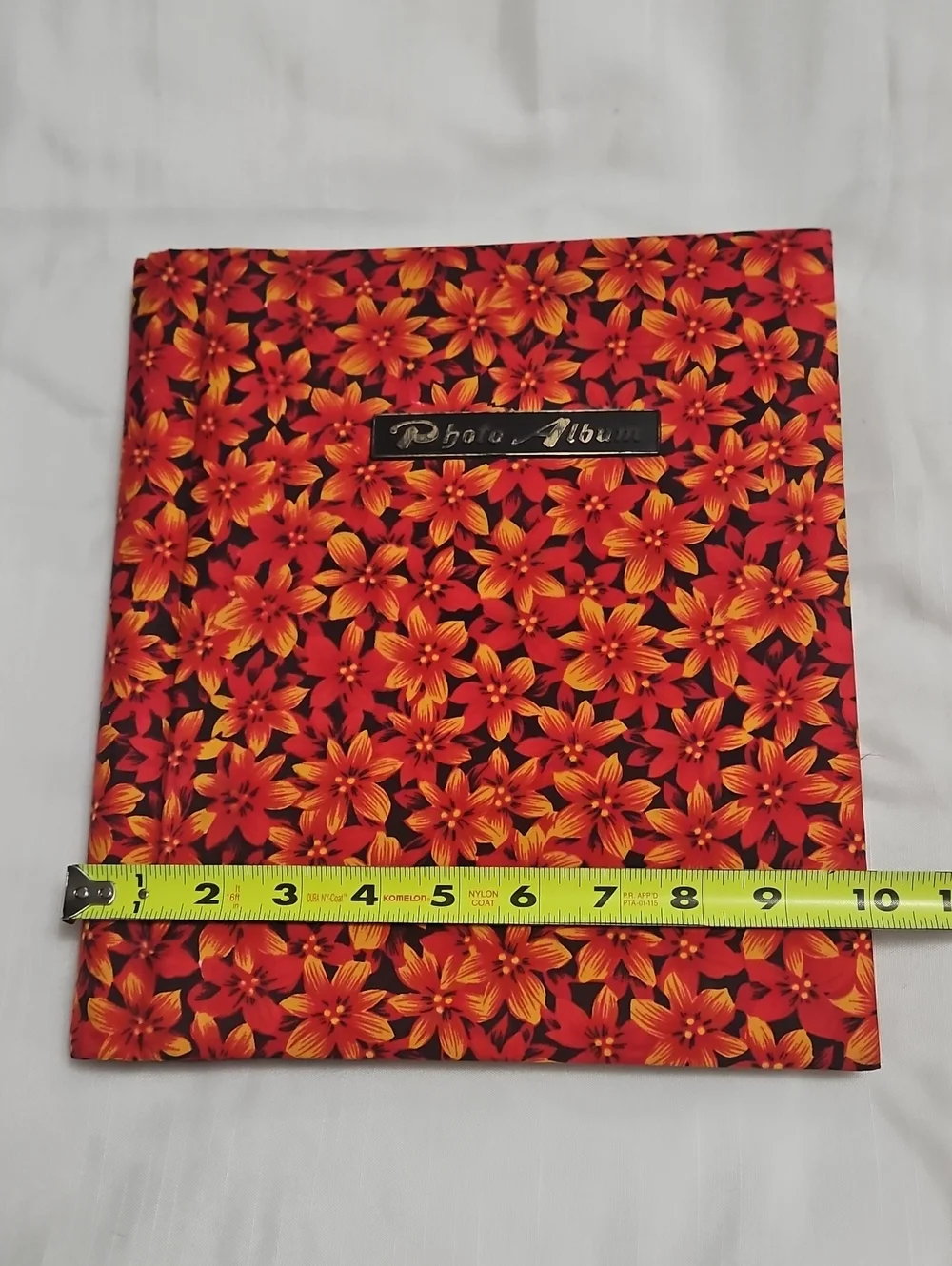 Vintage Red Floral Fabric Photo Album Scrap Book Spiral Bound Groovy